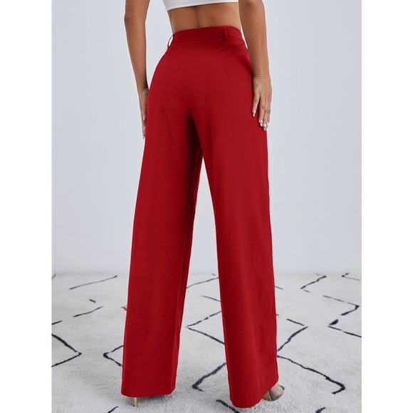 High waist Zip Up Straight Leg Pants dress pants cream white - Picture 6 of 12